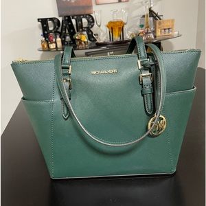 Michael Kors Charlotte Large Saffiano Leather Top Zip Tote Bag